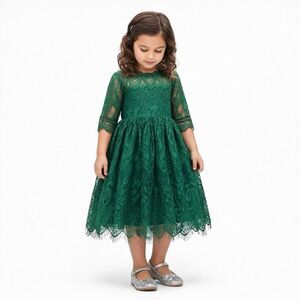 Trish Scully Bella Rafaela Lace Dress Green Holiday Party Size 5 Elegant Easter